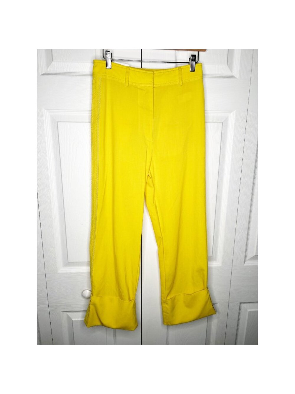 Rochas Orson Yellow Japanese Wool Cuffed Pants Women's Size IT 40